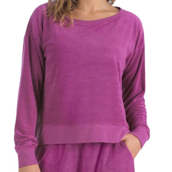 Sea-Doo Women’s M Violet Terry Sweatshirt Pullover Sporty Coastal Loungewear NWT - Picture 1 of 6